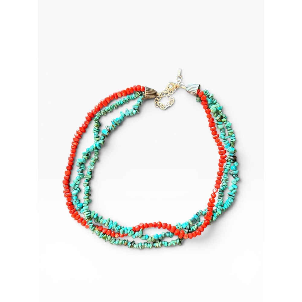 Dakota West - Shube Turquoise, Coral and Sterling Multistrand Southwestern Layer